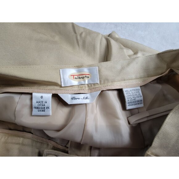 Talbots Womens Beige Pure Silk Wide Leg High Waist Pleated Dress Pants Size 8 - Picture 3 of 9